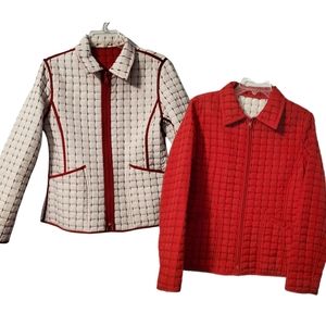 Marcona Reversible Lightweight Red and White Quilted Jacket Size Small